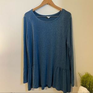 CASLON Heather blue peplum shirt plus size